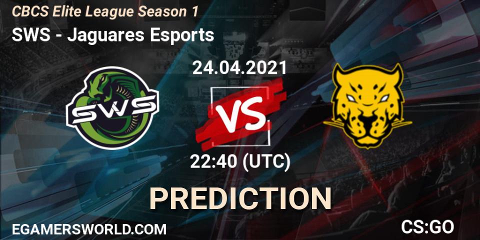 SWS - Jaguares Esports: Maç tahminleri. 24.04.2021 at 22:40, Counter-Strike (CS2), CBCS Elite League Season 1
