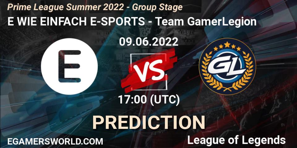 E WIE EINFACH E-SPORTS - Team GamerLegion: Maç tahminleri. 09.06.2022 at 19:00, LoL, Prime League Summer 2022 - Group Stage