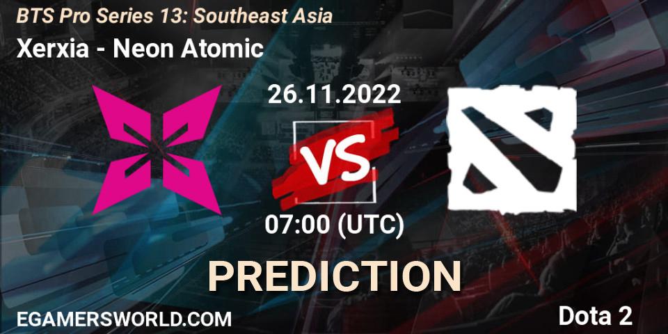 Xerxia - Neon Atomic: Maç tahminleri. 26.11.2022 at 07:03, Dota 2, BTS Pro Series 13: Southeast Asia