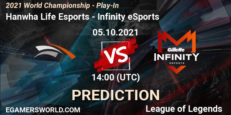 Hanwha Life Esports - Infinity eSports: Maç tahminleri. 05.10.2021 at 14:10, LoL, 2021 World Championship - Play-In