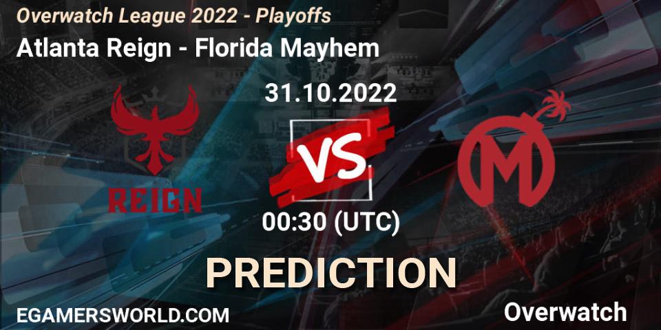Atlanta Reign - Florida Mayhem: Maç tahminleri. 31.10.22, Overwatch, Overwatch League 2022 - Playoffs