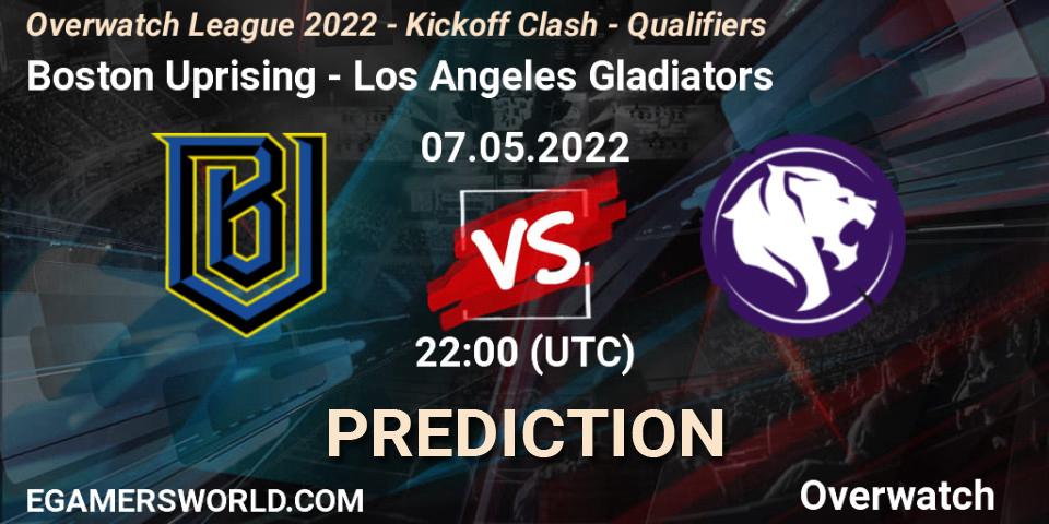 Boston Uprising - Los Angeles Gladiators: Maç tahminleri. 07.05.2022 at 22:00, Overwatch, Overwatch League 2022 - Kickoff Clash - Qualifiers