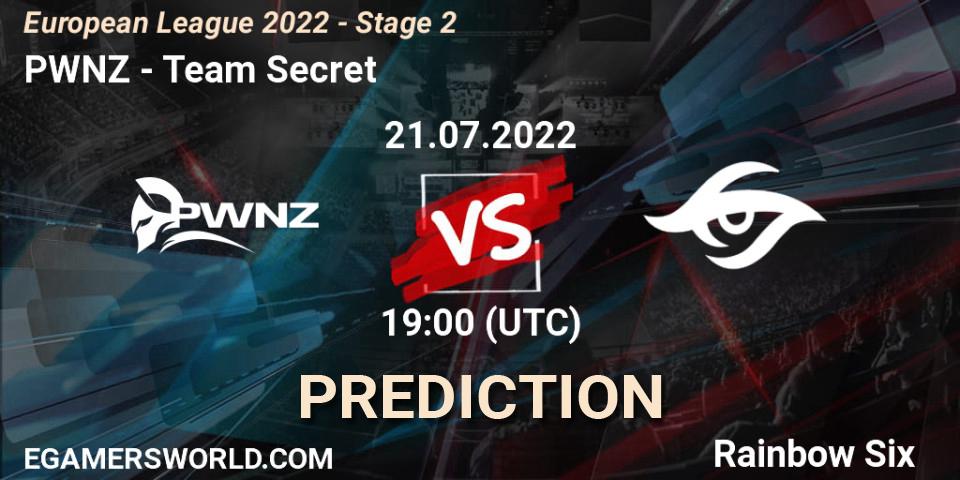 PWNZ - Team Secret: Maç tahminleri. 21.07.2022 at 16:00, Rainbow Six, European League 2022 - Stage 2
