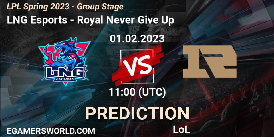 LNG Esports - Royal Never Give Up: Maç tahminleri. 01.02.23, LoL, LPL Spring 2023 - Group Stage