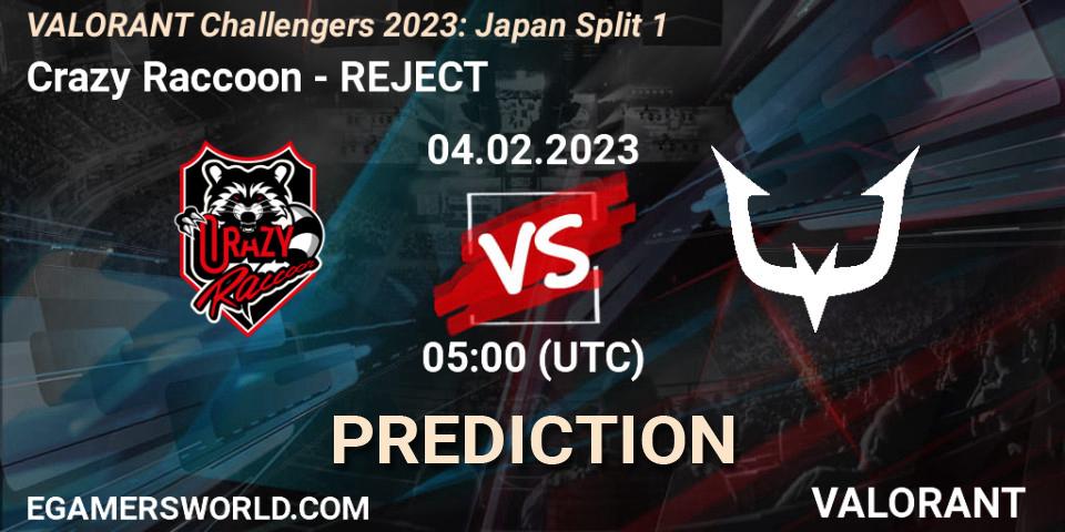 Crazy Raccoon - REJECT: Maç tahminleri. 04.02.23, VALORANT, VALORANT Challengers 2023: Japan Split 1