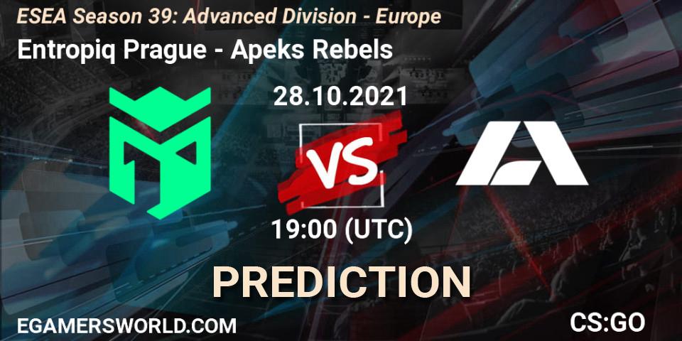 Entropiq Prague - Apeks Rebels: Maç tahminleri. 28.10.2021 at 19:00, Counter-Strike (CS2), ESEA Season 39: Advanced Division - Europe
