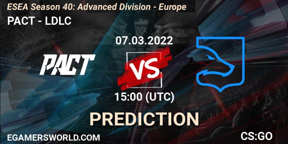 PACT - LDLC: Maç tahminleri. 07.03.2022 at 15:00, Counter-Strike (CS2), ESEA Season 40: Advanced Division - Europe