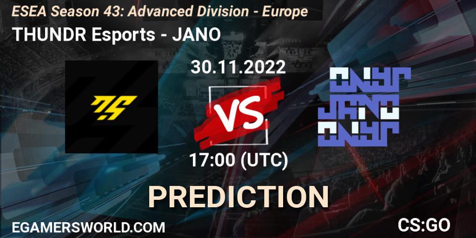 THUNDR Esports - JANO: Maç tahminleri. 30.11.22, CS2 (CS:GO), ESEA Season 43: Advanced Division - Europe