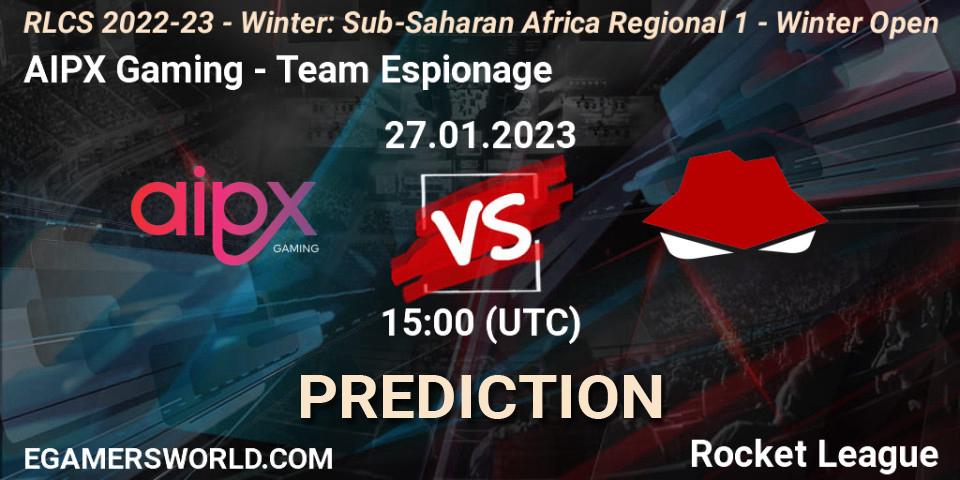 AIPX Gaming - Team Espionage: Maç tahminleri. 27.01.2023 at 15:00, Rocket League, RLCS 2022-23 - Winter: Sub-Saharan Africa Regional 1 - Winter Open