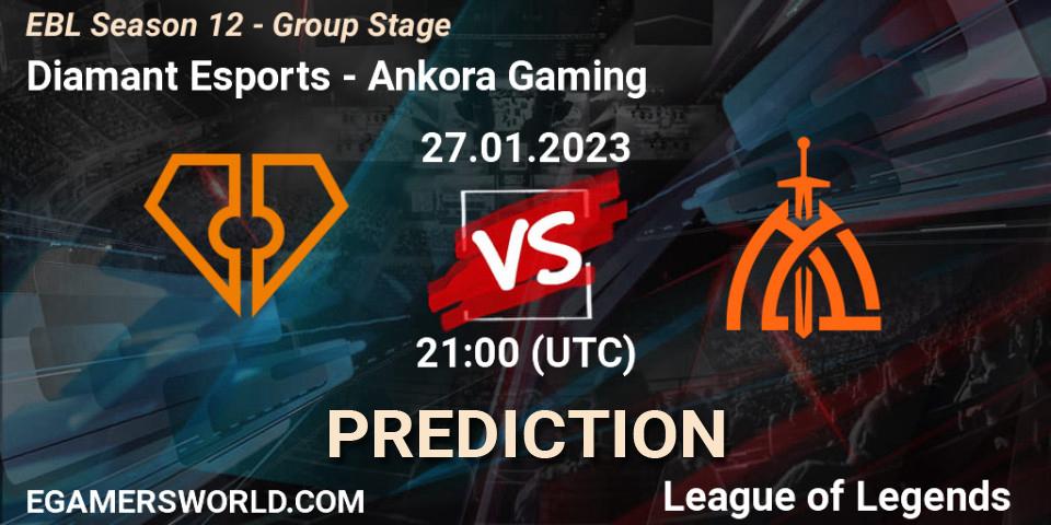 Diamant Esports - Ankora Gaming: Maç tahminleri. 27.01.2023 at 21:00, LoL, EBL Season 12 - Group Stage