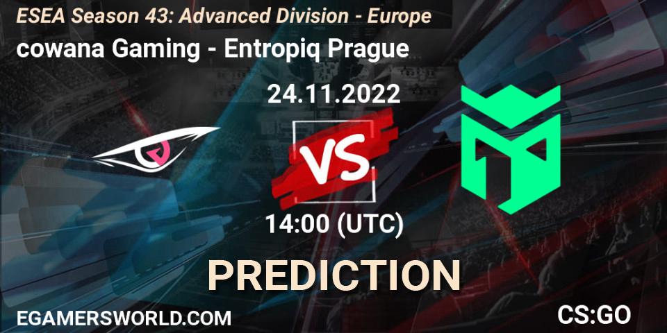 cowana Gaming - Entropiq Prague: Maç tahminleri. 24.11.2022 at 14:00, Counter-Strike (CS2), ESEA Season 43: Advanced Division - Europe