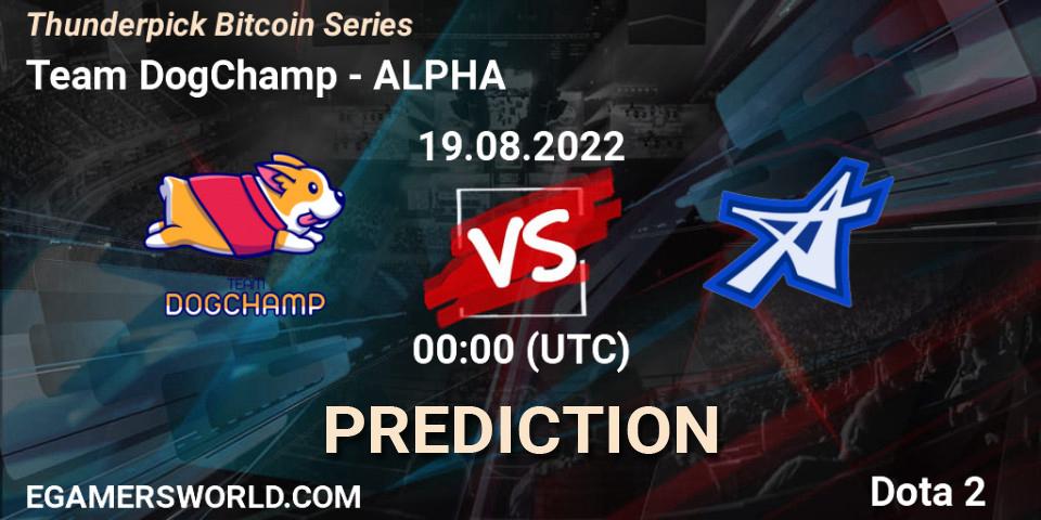 Team DogChamp - ALPHA: Maç tahminleri. 19.08.2022 at 01:15, Dota 2, Thunderpick Bitcoin Series