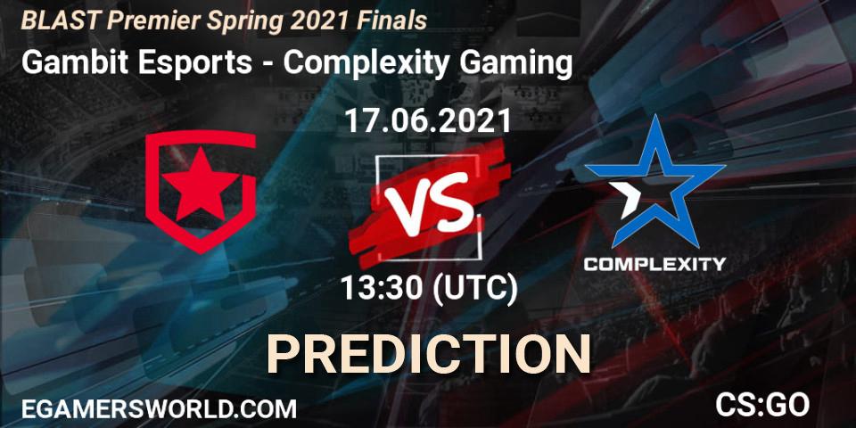 Gambit Esports - Complexity Gaming: Maç tahminleri. 17.06.2021 at 14:25, Counter-Strike (CS2), BLAST Premier Spring 2021 Finals