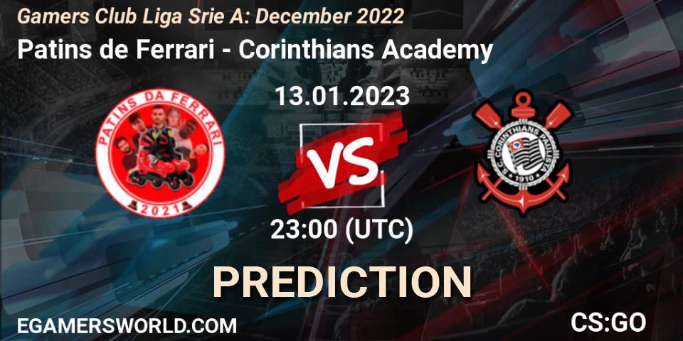 Patins de Ferrari - Corinthians Academy: Maç tahminleri. 13.01.2023 at 23:00, Counter-Strike (CS2), Gamers Club Liga Série A: December 2022