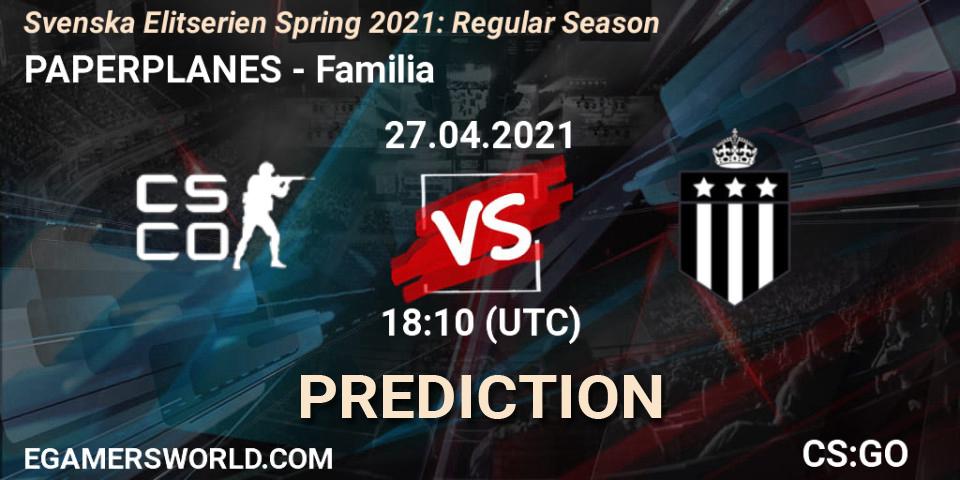PAPERPLANES - Familia: Maç tahminleri. 27.04.2021 at 18:10, Counter-Strike (CS2), Svenska Elitserien Spring 2021: Regular Season