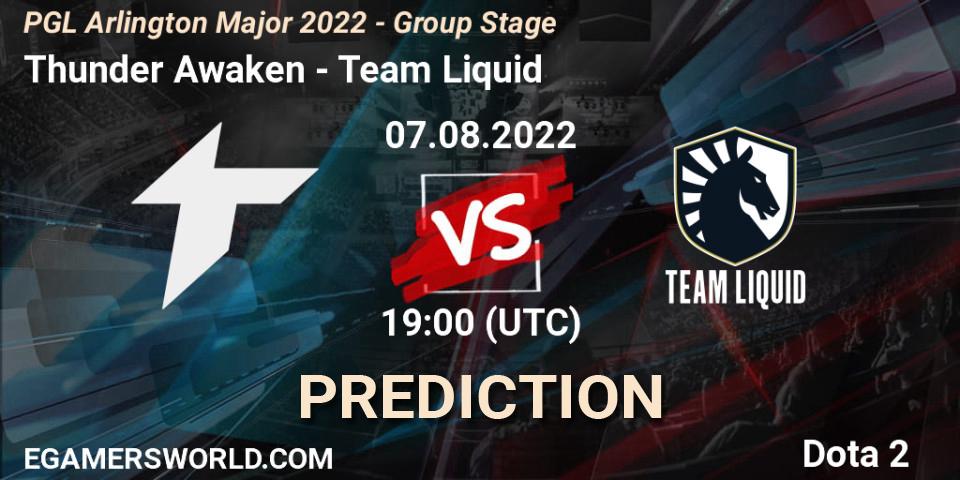 Thunder Awaken - Team Liquid: Maç tahminleri. 07.08.2022 at 19:16, Dota 2, PGL Arlington Major 2022 - Group Stage