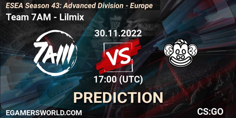 Team 7AM - Lilmix: Maç tahminleri. 30.11.22, CS2 (CS:GO), ESEA Season 43: Advanced Division - Europe