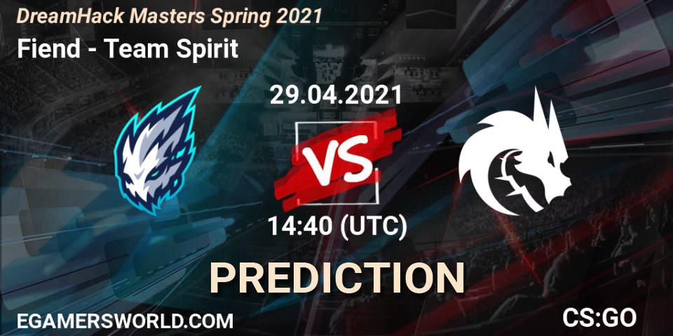 Fiend - Team Spirit: Maç tahminleri. 29.04.2021 at 15:30, Counter-Strike (CS2), DreamHack Masters Spring 2021