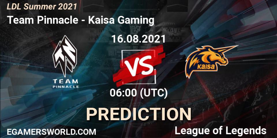 Team Pinnacle - Kaisa Gaming: Maç tahminleri. 16.08.2021 at 07:00, LoL, LDL Summer 2021