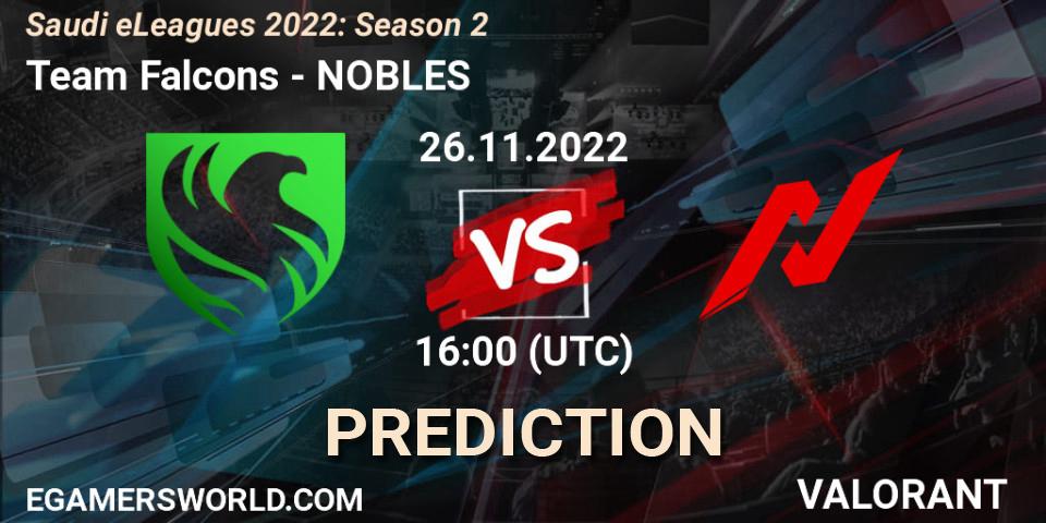Team Falcons - NOBLES: Maç tahminleri. 26.11.22, VALORANT, Saudi eLeagues 2022: Season 2