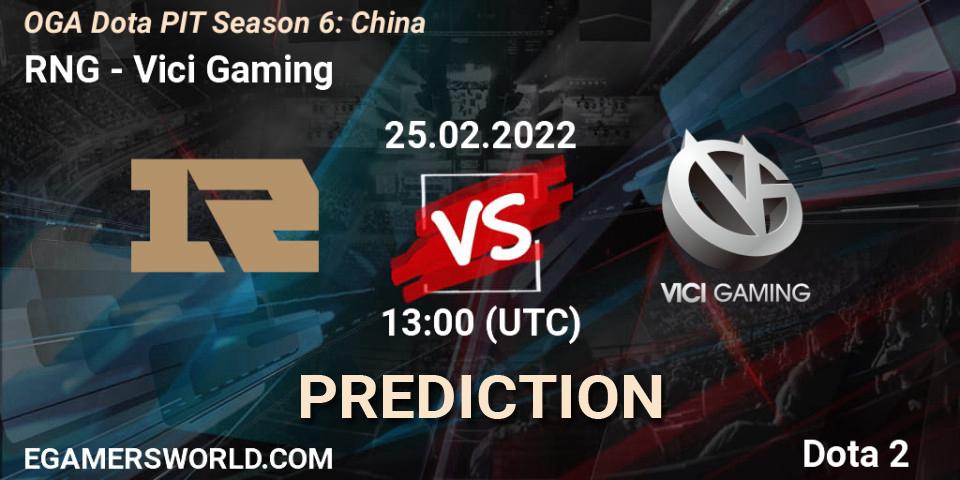 RNG - Vici Gaming: Maç tahminleri. 25.02.2022 at 13:38, Dota 2, OGA Dota PIT Season 6: China