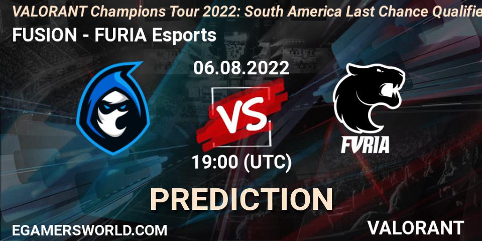 FUSION - FURIA Esports: Maç tahminleri. 06.08.2022 at 19:40, VALORANT, VCT 2022: South America Last Chance Qualifier
