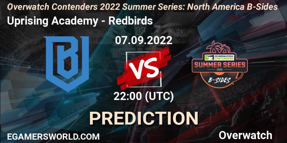Uprising Academy - Redbirds: Maç tahminleri. 07.09.2022 at 23:30, Overwatch, Overwatch Contenders 2022 Summer Series: North America B-Sides