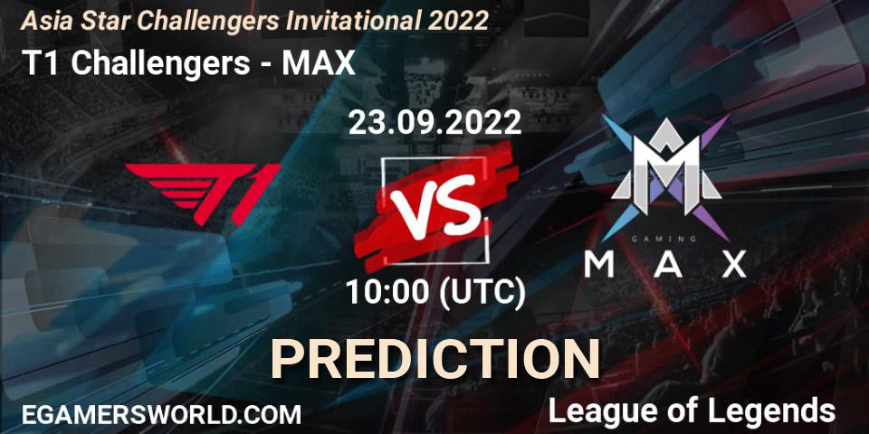 T1 Challengers - MAX: Maç tahminleri. 23.09.22, LoL, Asia Star Challengers Invitational 2022