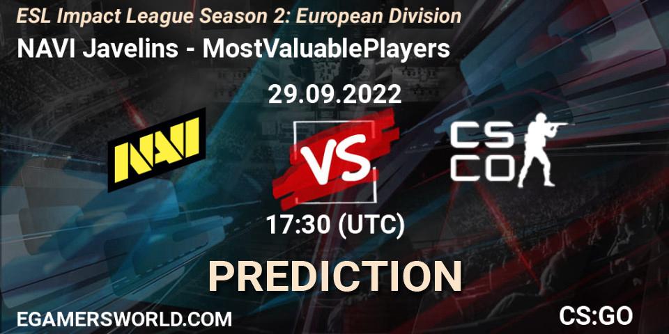 NAVI Javelins - MostValuablePlayers: Maç tahminleri. 29.09.2022 at 17:30, Counter-Strike (CS2), ESL Impact League Season 2: European Division