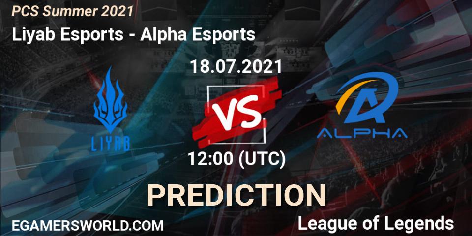 Liyab Esports - Alpha Esports: Maç tahminleri. 18.07.2021 at 12:00, LoL, PCS Summer 2021