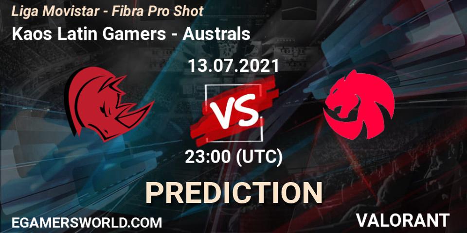 Kaos Latin Gamers - Australs: Maç tahminleri. 13.07.2021 at 23:00, VALORANT, Liga Movistar - Fibra Pro Shot
