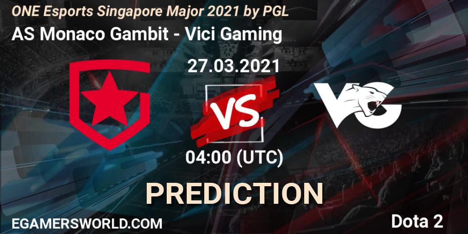 AS Monaco Gambit - Vici Gaming: Maç tahminleri. 27.03.2021 at 04:10, Dota 2, ONE Esports Singapore Major 2021
