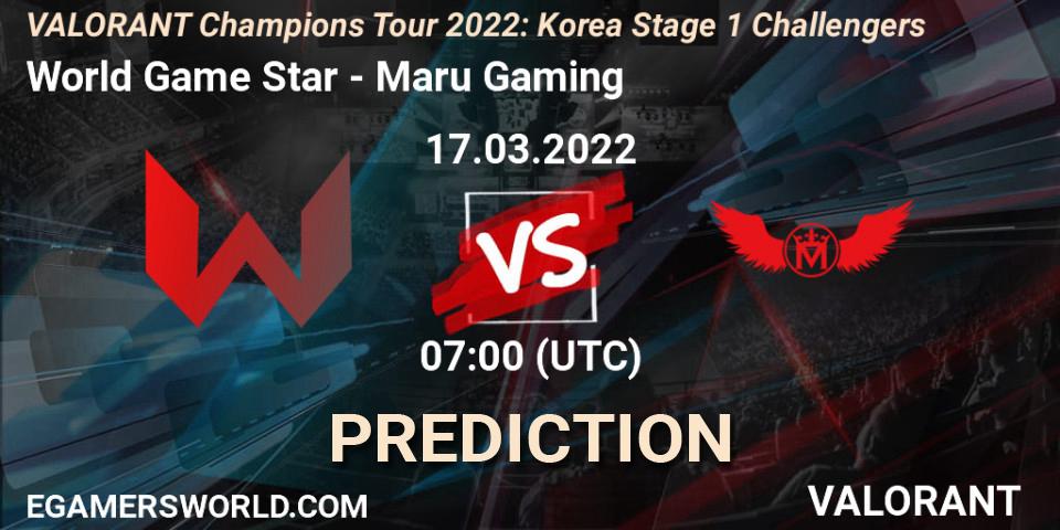 World Game Star - Maru Gaming: Maç tahminleri. 17.03.2022 at 07:00, VALORANT, VCT 2022: Korea Stage 1 Challengers