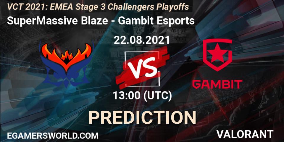 SuperMassive Blaze - Gambit Esports: Maç tahminleri. 22.08.2021 at 13:00, VALORANT, VCT 2021: EMEA Stage 3 Challengers Playoffs