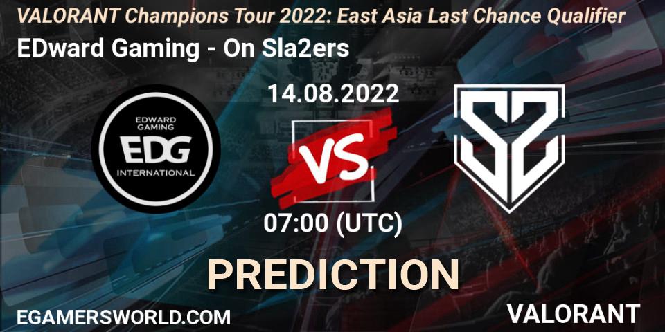 EDward Gaming - On Sla2ers: Maç tahminleri. 14.08.2022 at 07:00, VALORANT, VCT 2022: East Asia Last Chance Qualifier