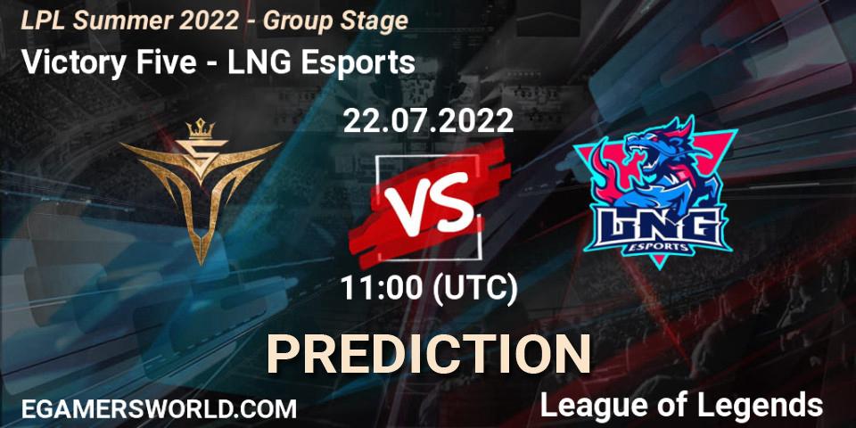 Victory Five - LNG Esports: Maç tahminleri. 22.07.22, LoL, LPL Summer 2022 - Group Stage