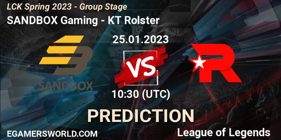 SANDBOX Gaming - KT Rolster: Maç tahminleri. 25.01.2023 at 10:30, LoL, LCK Spring 2023 - Group Stage