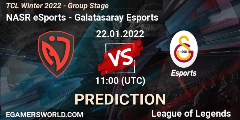 NASR eSports - Galatasaray Esports: Maç tahminleri. 22.01.2022 at 11:00, LoL, TCL Winter 2022 - Group Stage