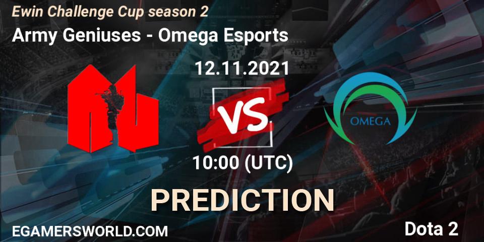 Army Geniuses - Omega Esports: Maç tahminleri. 11.11.2021 at 10:38, Dota 2, Ewin Challenge Cup season 2