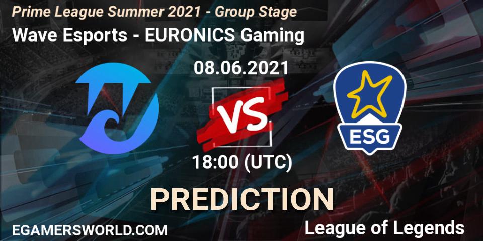 Wave Esports - EURONICS Gaming: Maç tahminleri. 08.06.2021 at 20:00, LoL, Prime League Summer 2021 - Group Stage