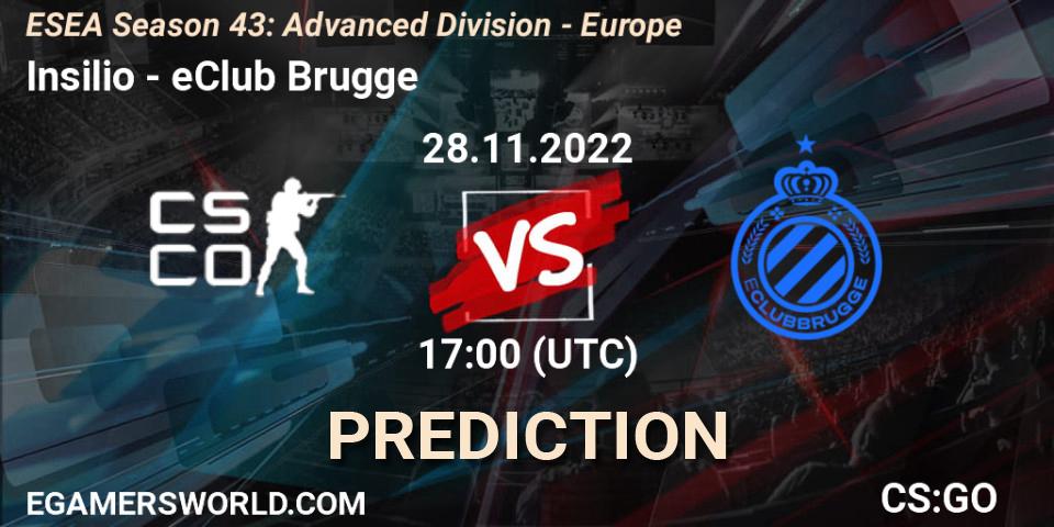 Insilio - eClub Brugge: Maç tahminleri. 28.11.22, CS2 (CS:GO), ESEA Season 43: Advanced Division - Europe
