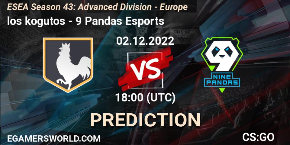 los kogutos - 9 Pandas Esports: Maç tahminleri. 02.12.22, CS2 (CS:GO), ESEA Season 43: Advanced Division - Europe