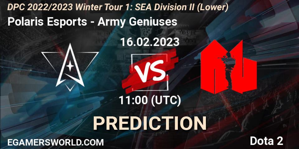 Polaris Esports - Army Geniuses: Maç tahminleri. 17.02.23, Dota 2, DPC 2022/2023 Winter Tour 1: SEA Division II (Lower)