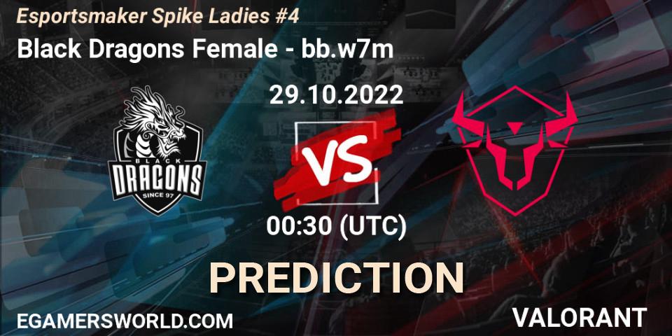 Black Dragons Female - bb.w7m: Maç tahminleri. 29.10.2022 at 00:30, VALORANT, Esportsmaker Spike Ladies #4