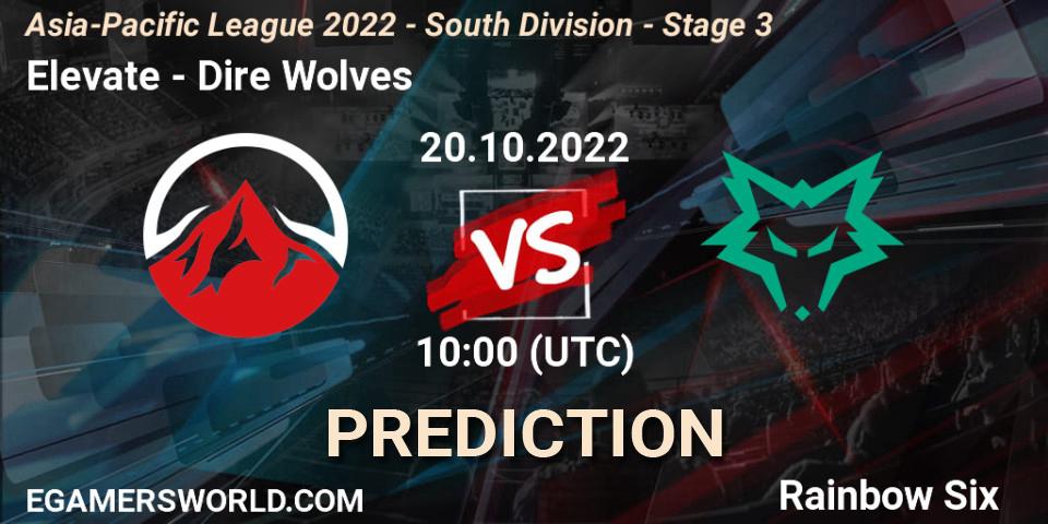 Elevate - Dire Wolves: Maç tahminleri. 20.10.2022 at 10:00, Rainbow Six, Asia-Pacific League 2022 - South Division - Stage 3