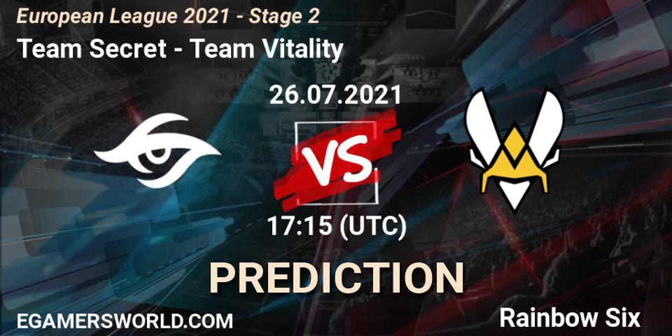 Team Secret - Team Vitality: Maç tahminleri. 26.07.2021 at 17:15, Rainbow Six, European League 2021 - Stage 2