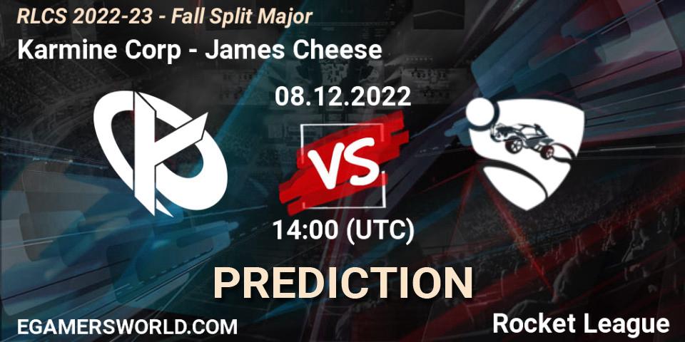 Karmine Corp - James Cheese: Maç tahminleri. 08.12.2022 at 13:30, Rocket League, RLCS 2022-23 - Fall Split Major