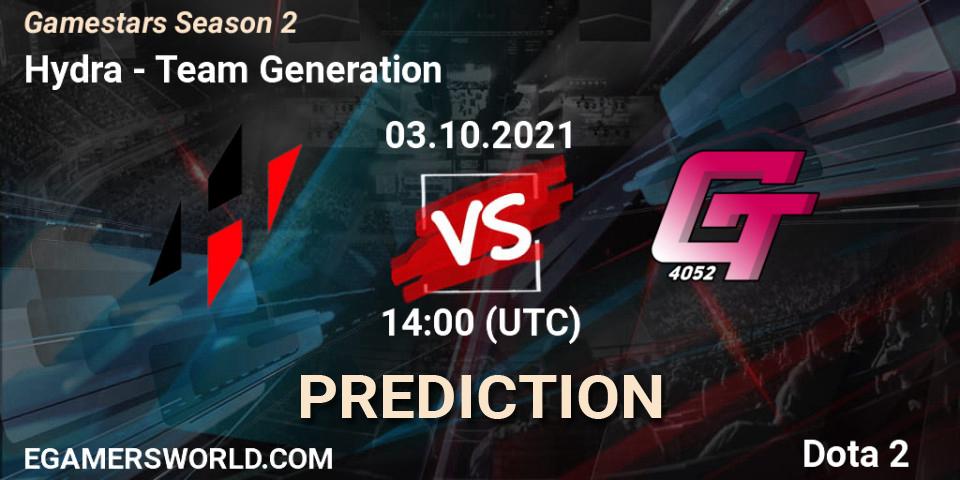 Hydra - Team Generation: Maç tahminleri. 03.10.2021 at 14:09, Dota 2, Gamestars Season 2