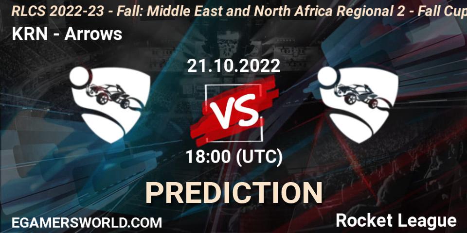 KRN - Arrows: Maç tahminleri. 21.10.2022 at 17:00, Rocket League, RLCS 2022-23 - Fall: Middle East and North Africa Regional 2 - Fall Cup