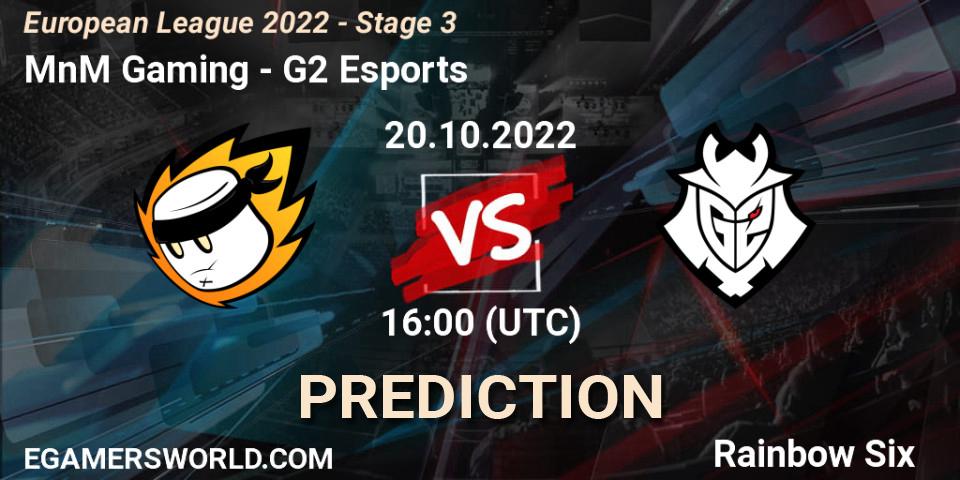 MnM Gaming - G2 Esports: Maç tahminleri. 20.10.2022 at 19:45, Rainbow Six, European League 2022 - Stage 3